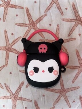 Kuromi-Inspired Cat Ear Headphone Case – Black & Pink
